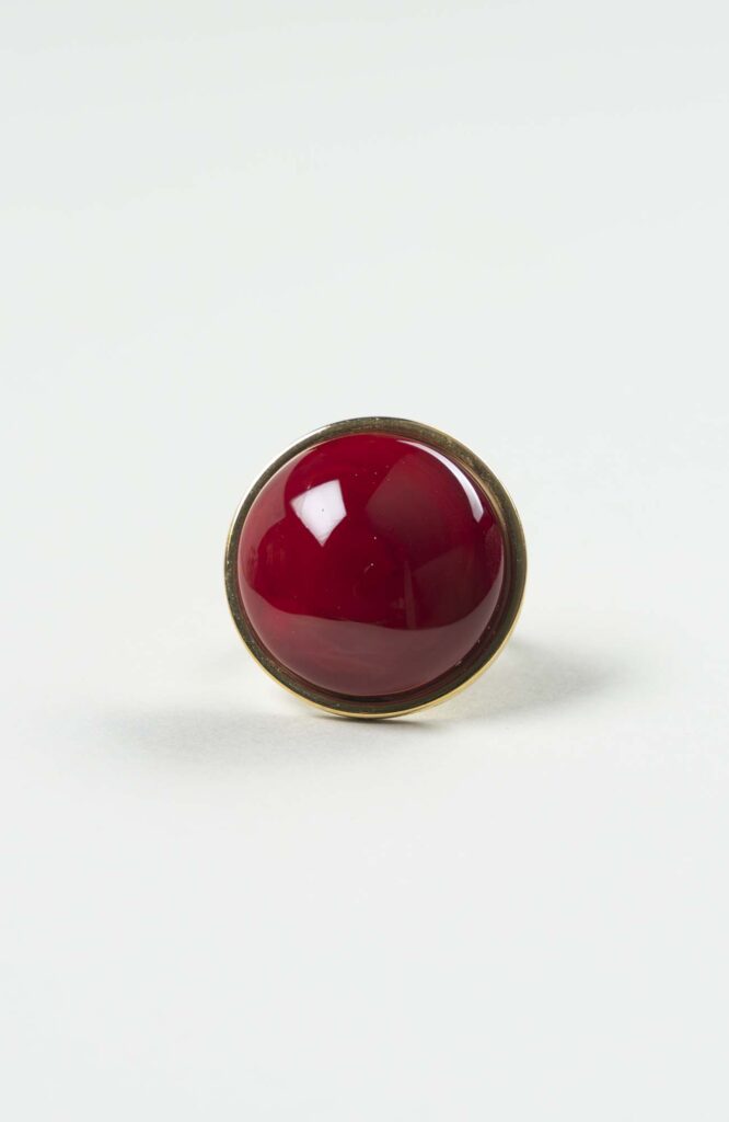 Bague grand cabochon Velours Uni Doré
