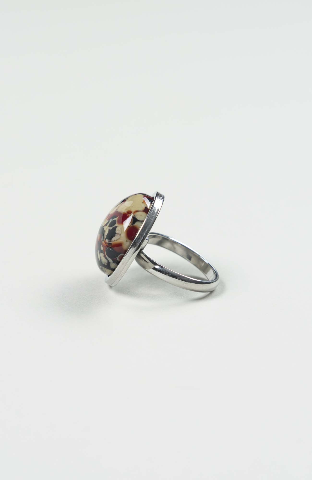 Bague moyen cabochon Velours Argenté