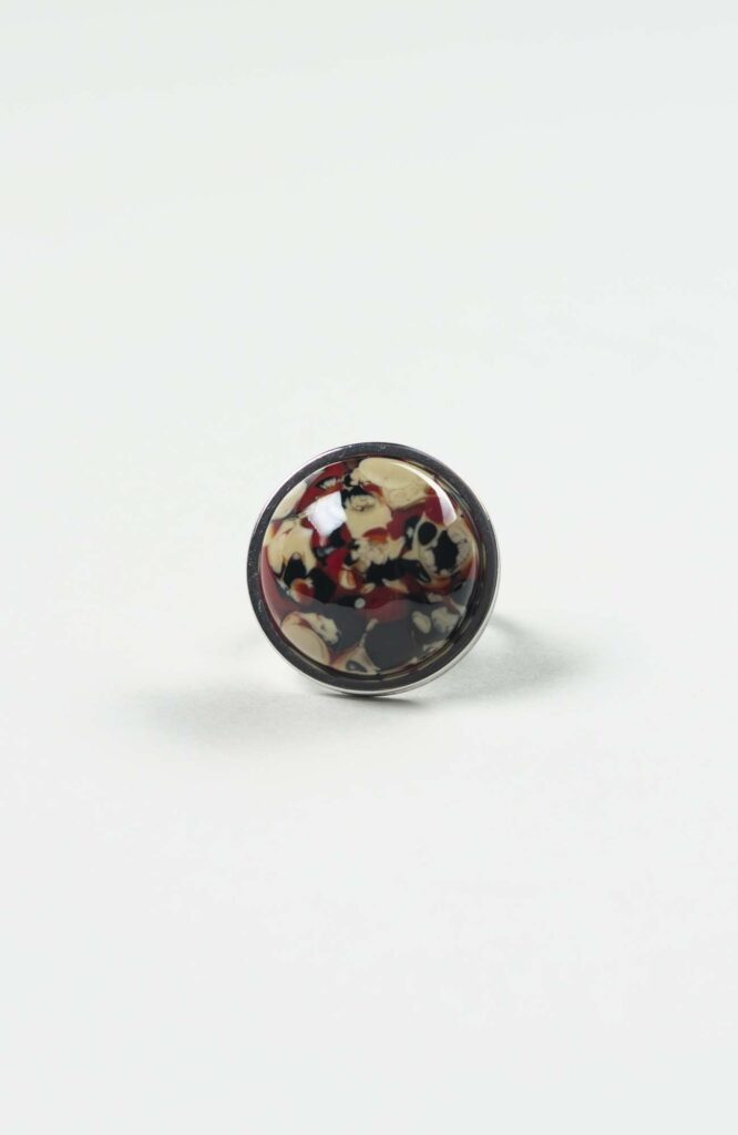 Bague moyen cabochon Velours Argenté