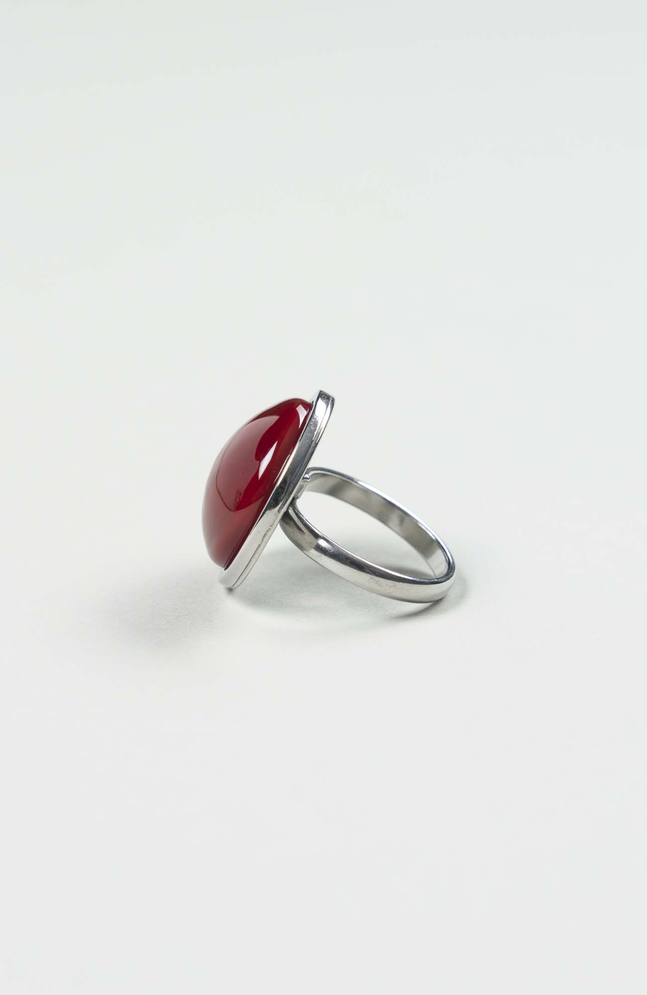 Bague moyen cabochon Velours Uni Argenté