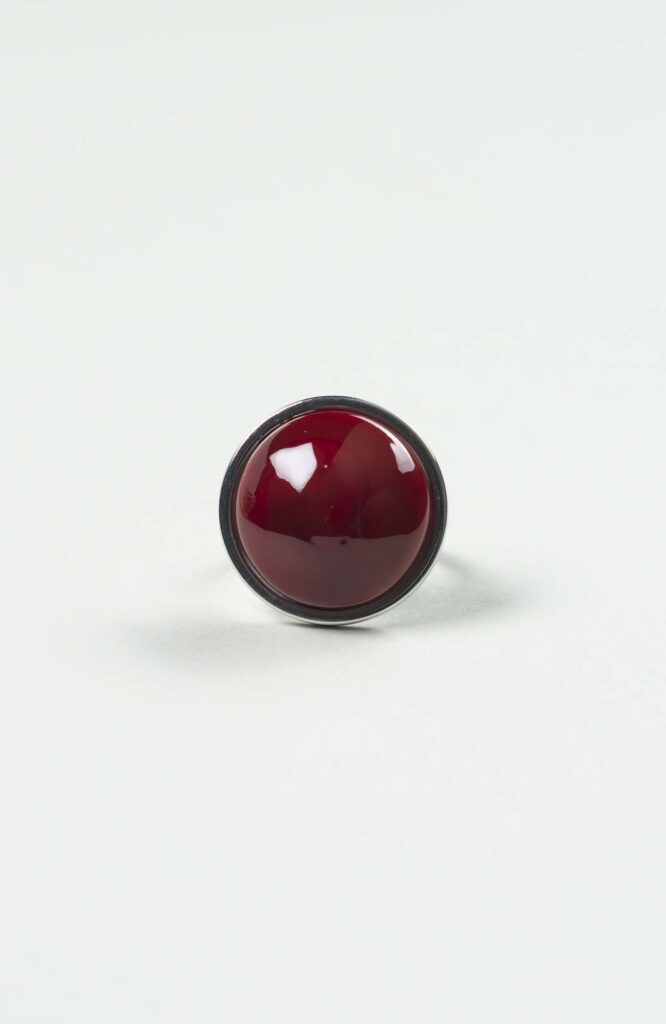 Bague moyen cabochon Velours Uni Argenté