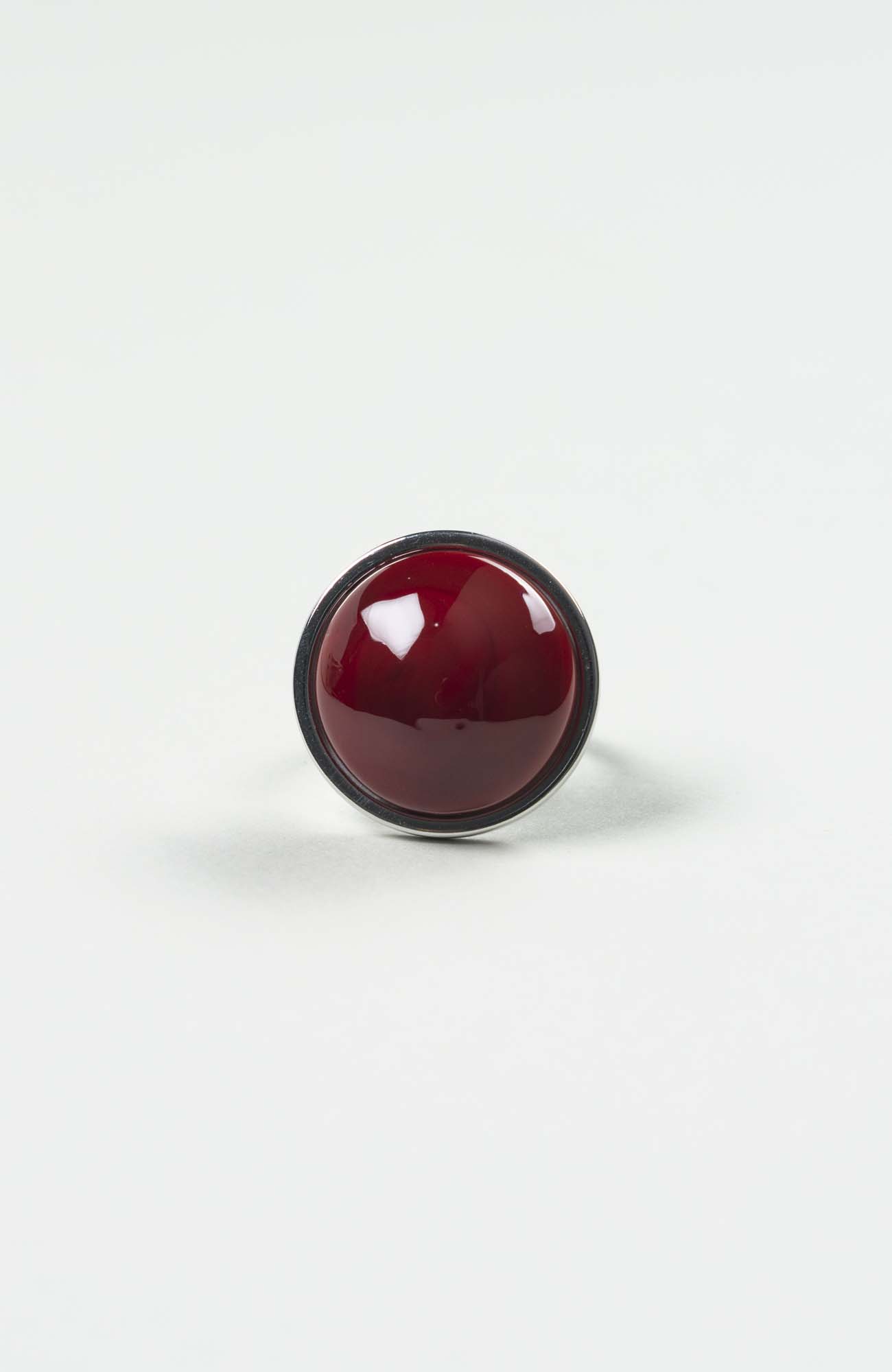 Bague moyen cabochon Velours Uni Argenté