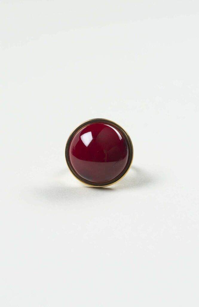 Bague moyen cabochon Velours Uni Doré