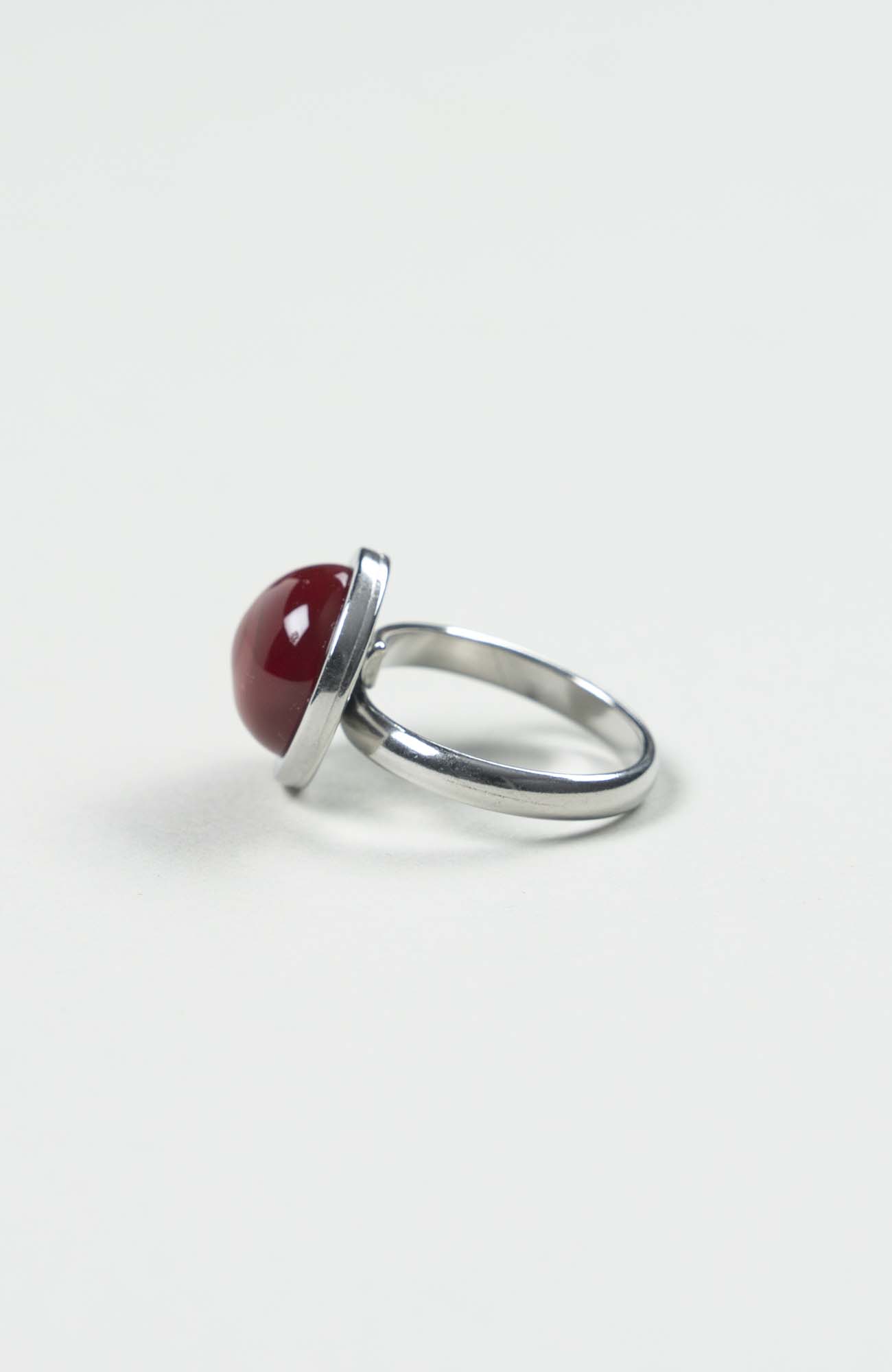 Bague petit cabochon Velours Uni Argenté