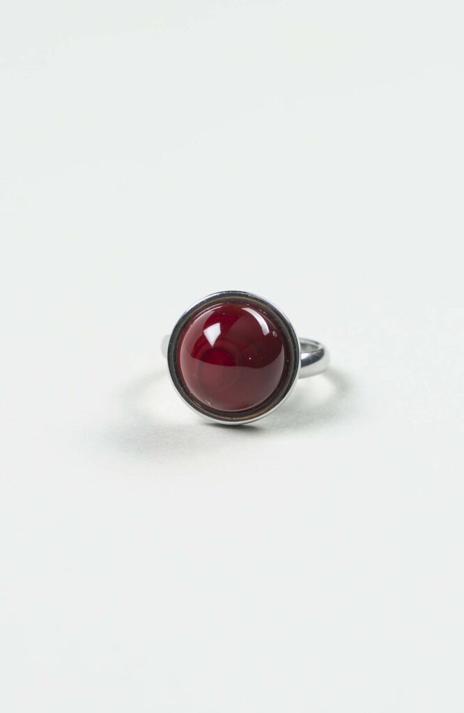 Bague petit cabochon Velours Uni Argenté