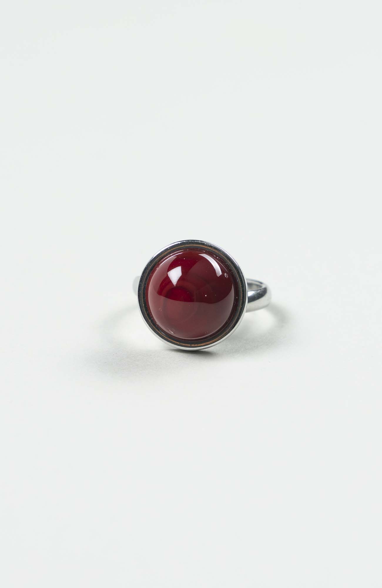 Bague petit cabochon Velours Uni Argenté