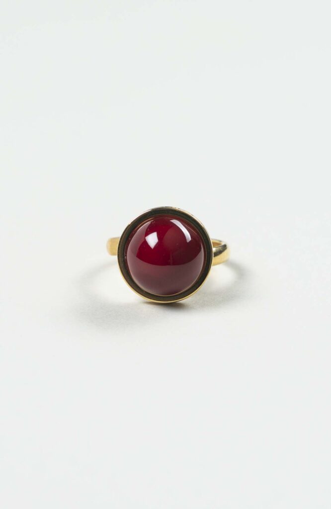 Bague petit cabochon Velours Uni Doré