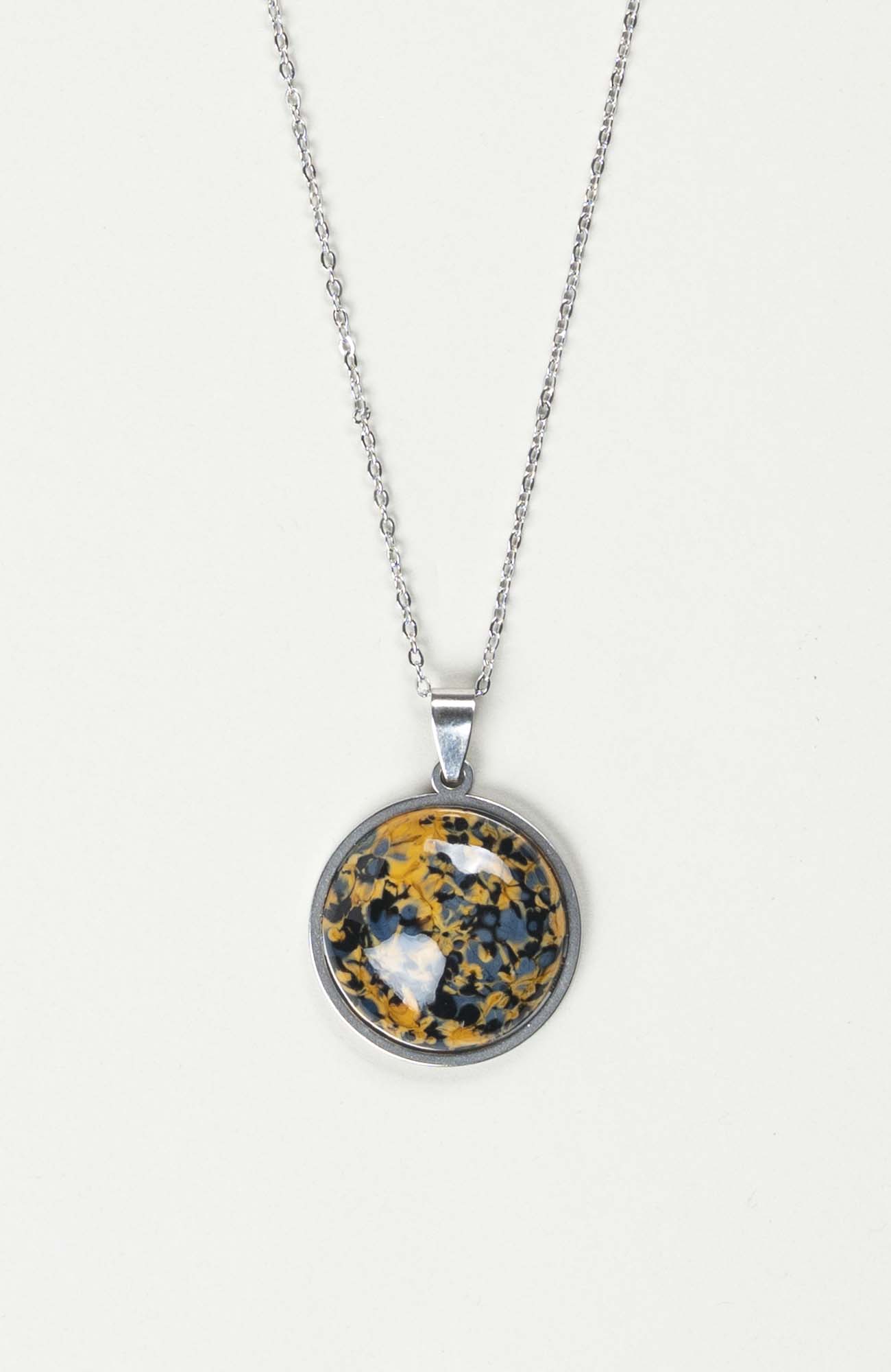 Collier grand cabochon Azura Argenté