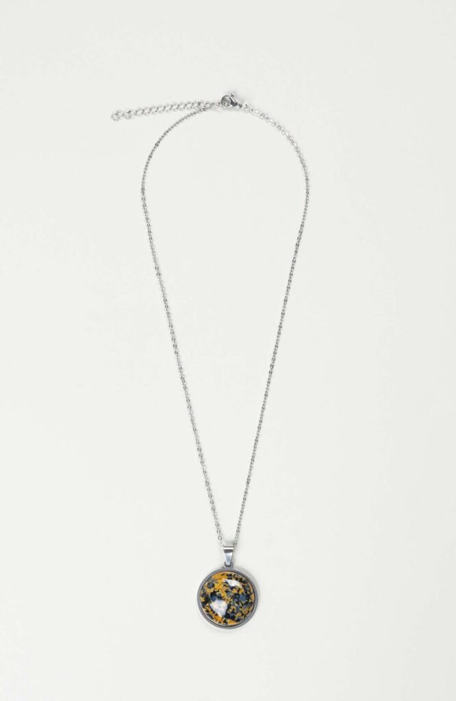 Collier grand cabochon Azura Argenté