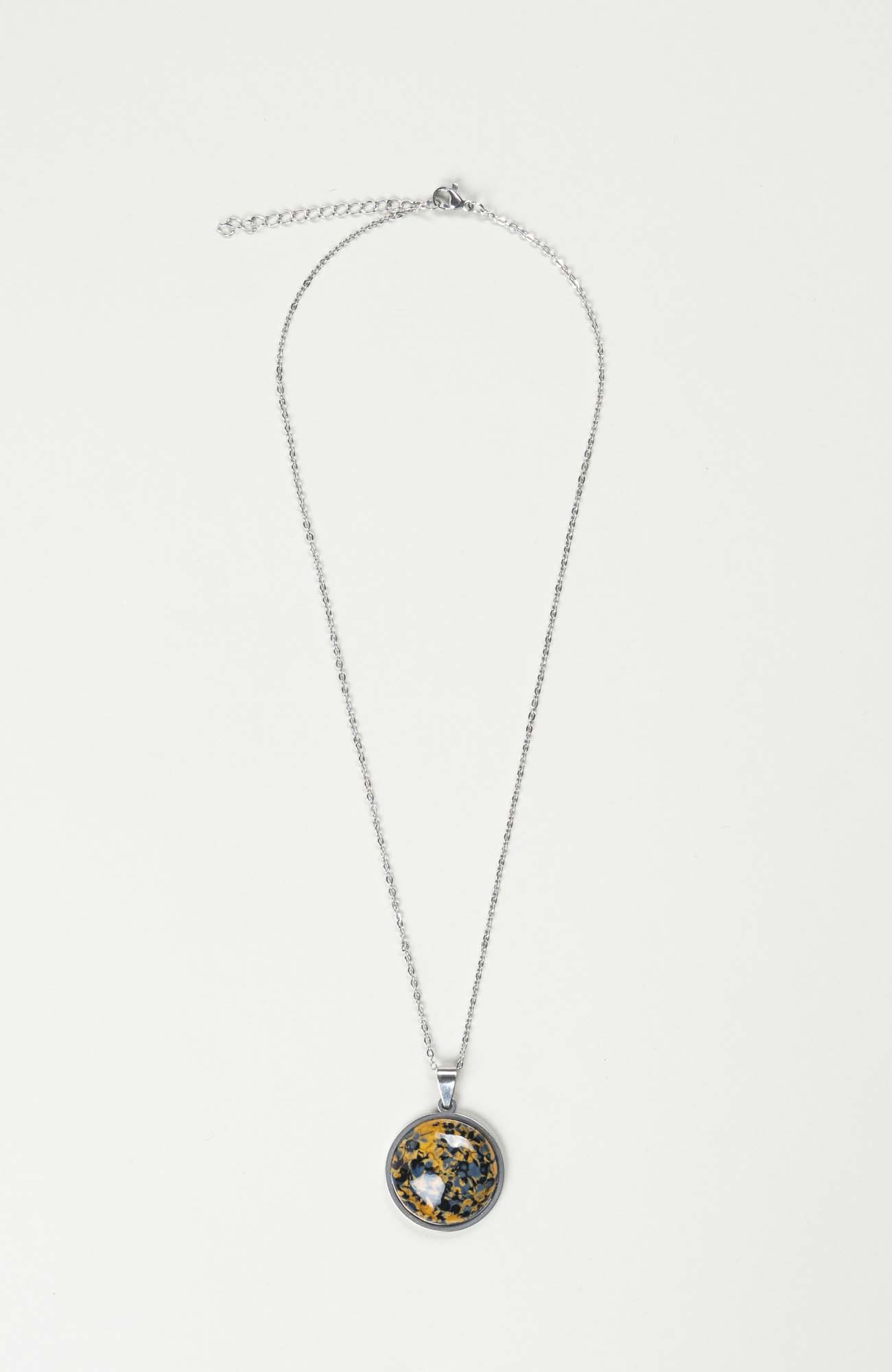 Collier grand cabochon Azura Argenté