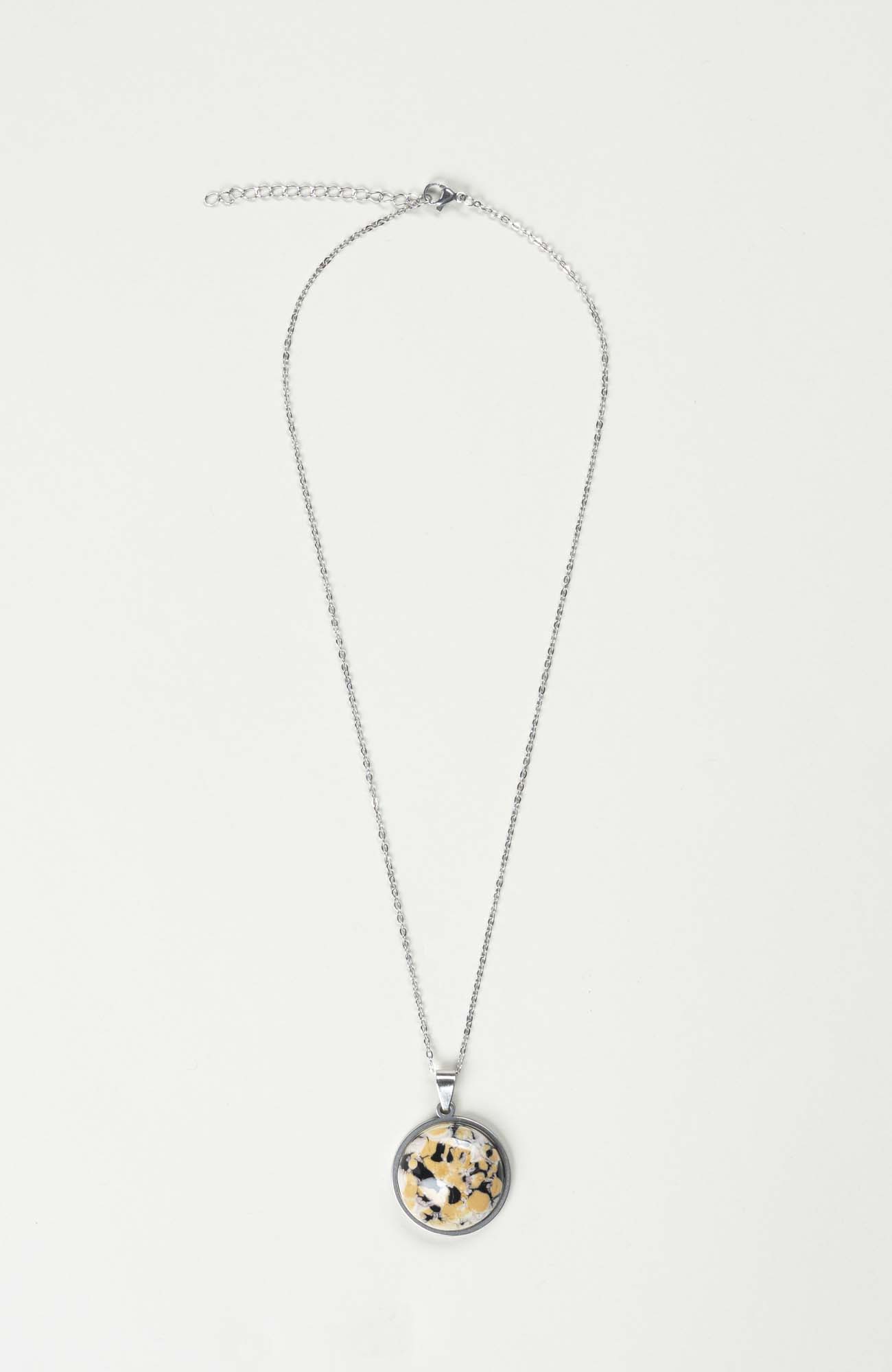 Collier grand cabochon Intense Argenté