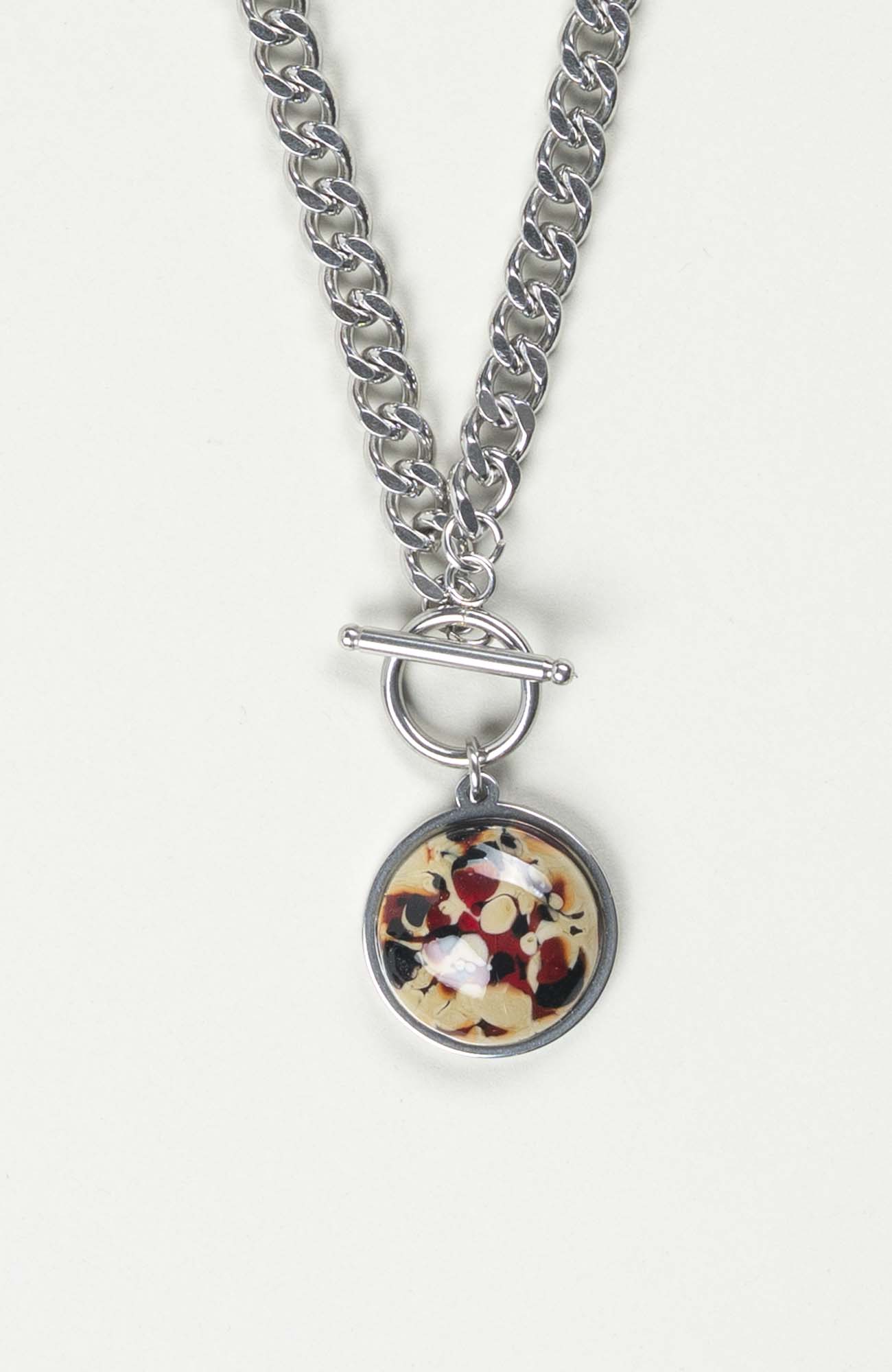 Collier cabochon Velours Argenté