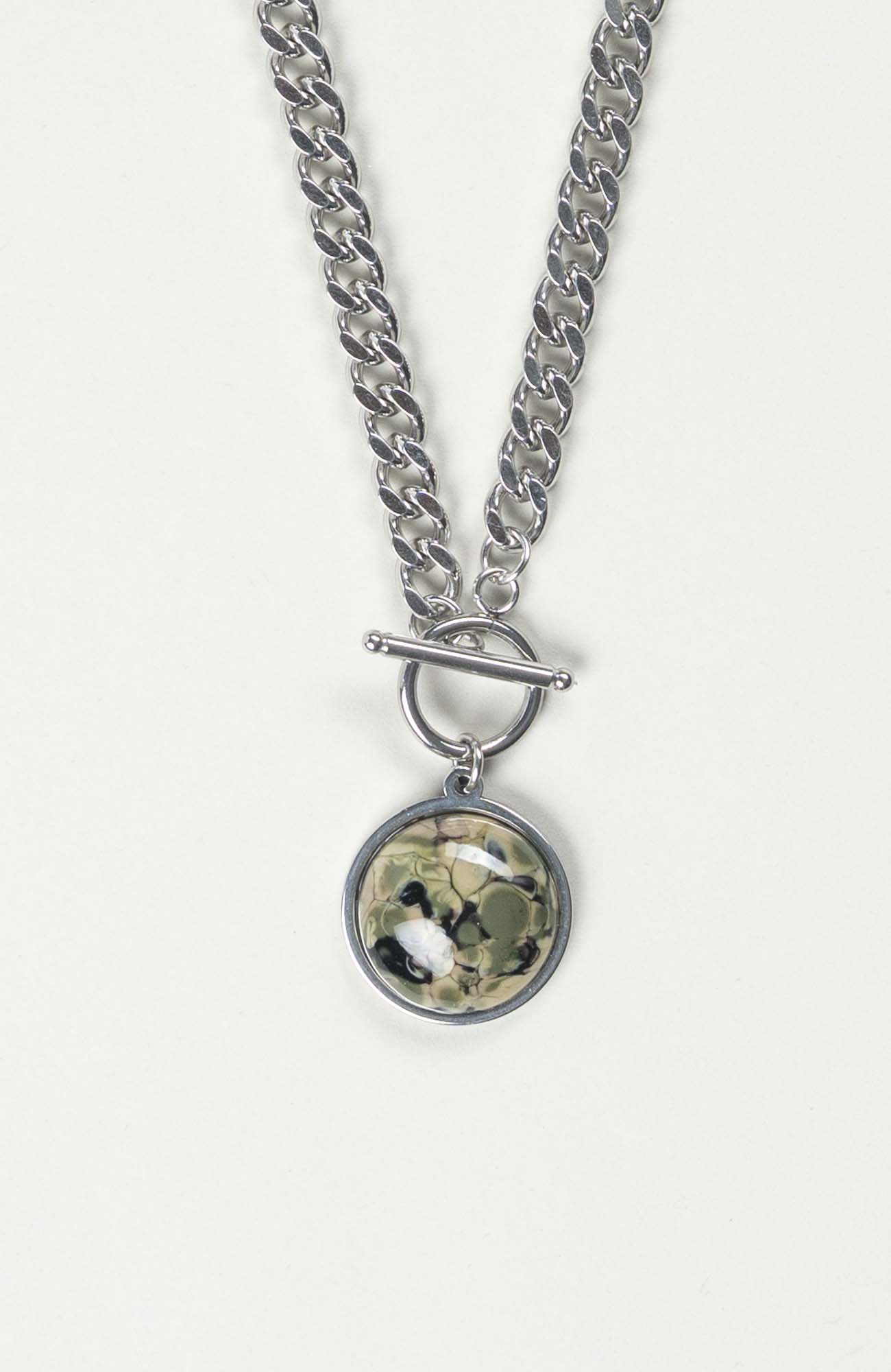 Collier cabochon British Argenté