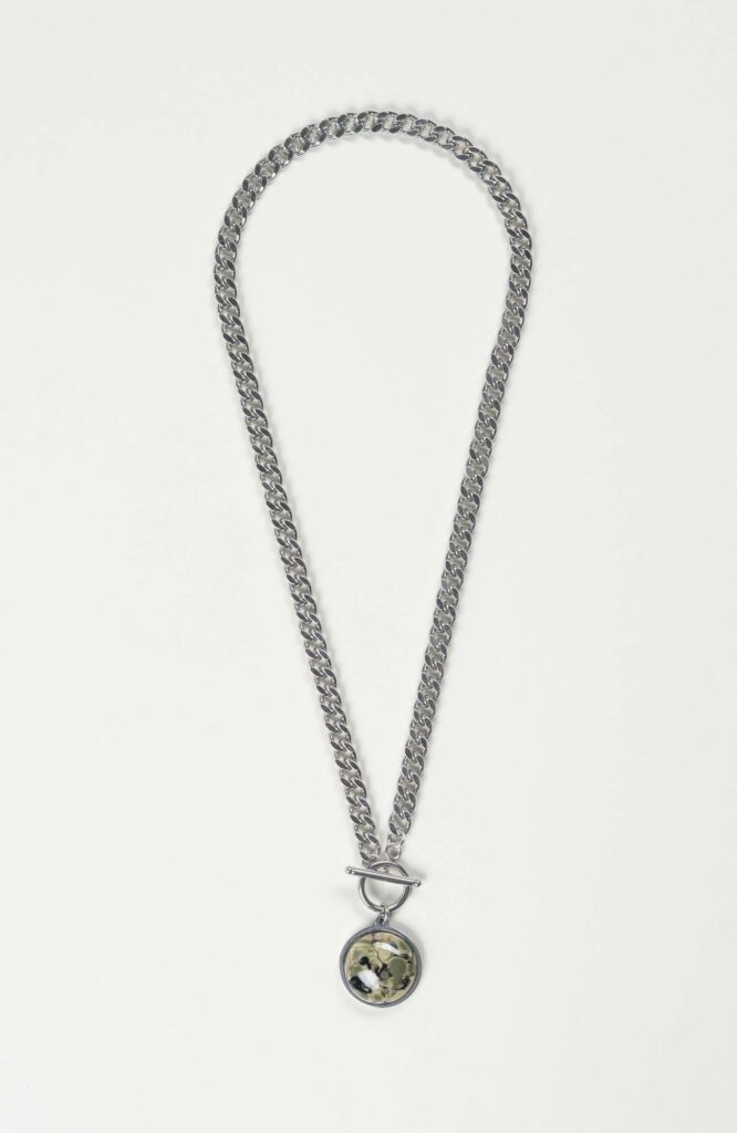 Collier cabochon British Argenté